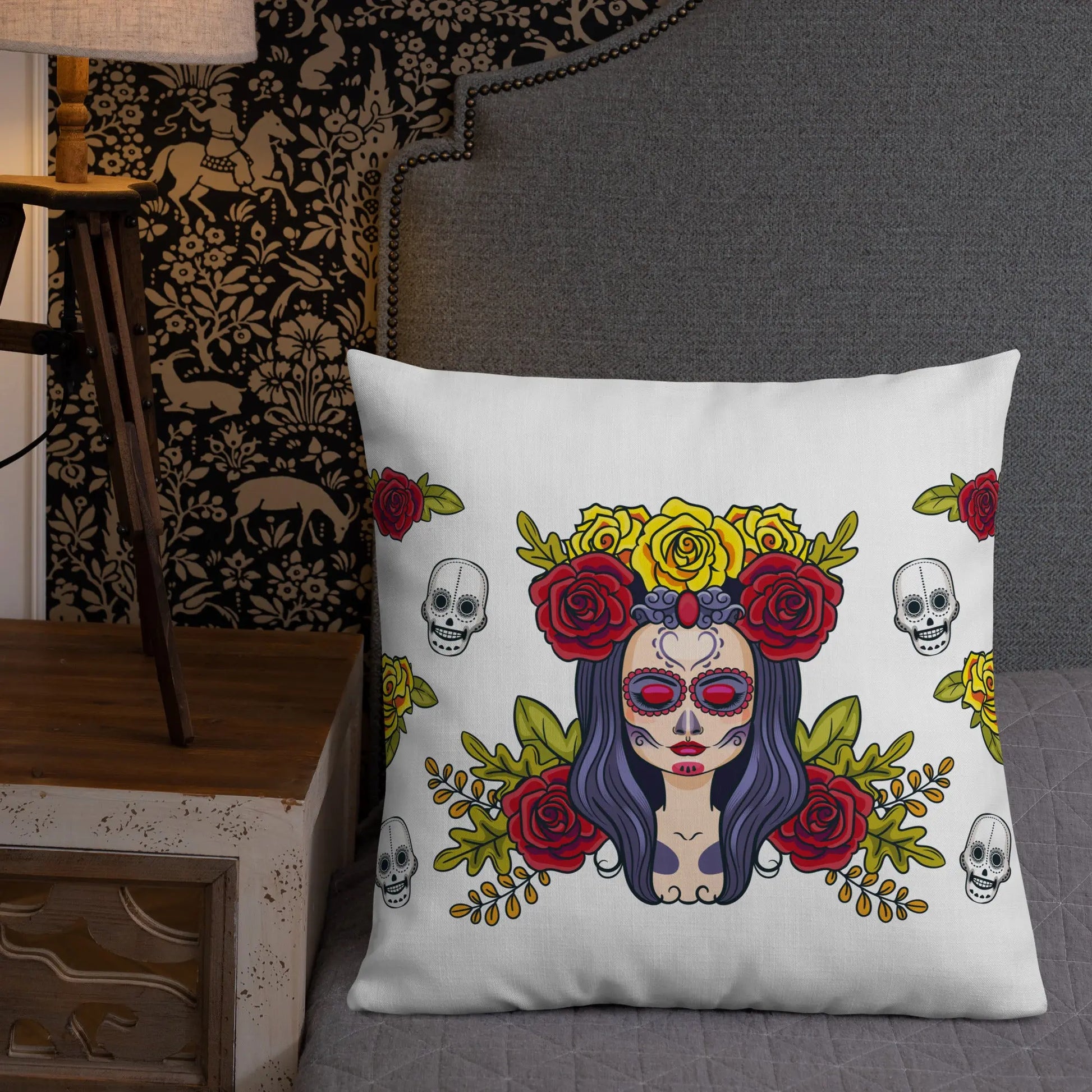 Comprar Cojín calavera La Muerte Bandera España La Flamenca de Borgoña Patricia Muñoz VOX