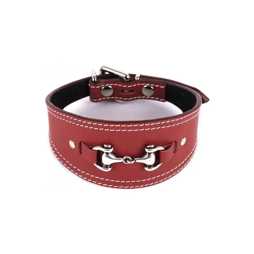 Comprar Collar de cuero para Galgo bocado burdeos La Flamenca de Borgoña, Bandera de España, Cruz de Borgoña, Patricia Muñoz, VOX, Santiago Abascal 