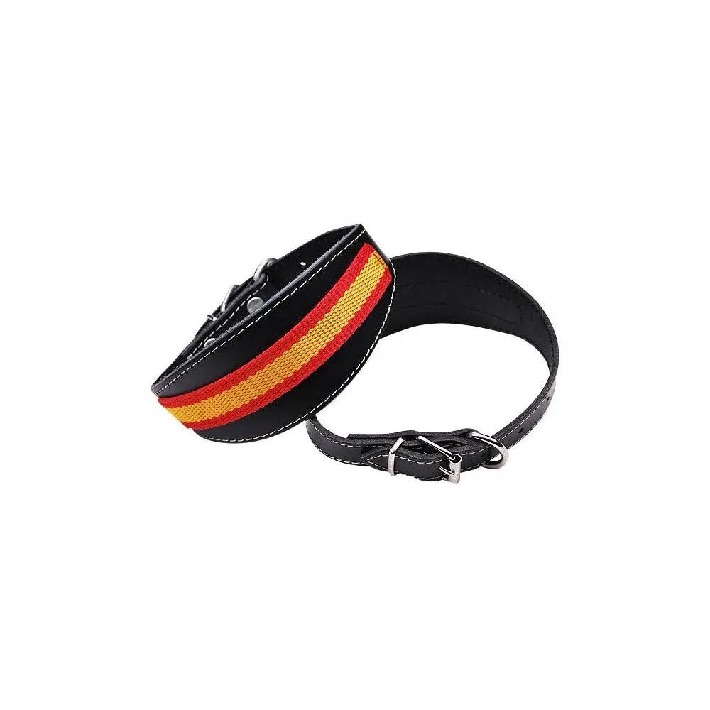 Comprar Collar de cuero para Galgo con forro y Bandera de España La Flamenca de Borgoña, Bandera de España, Cruz de Borgoña, Patricia Muñoz, VOX, Santiago Abascal 