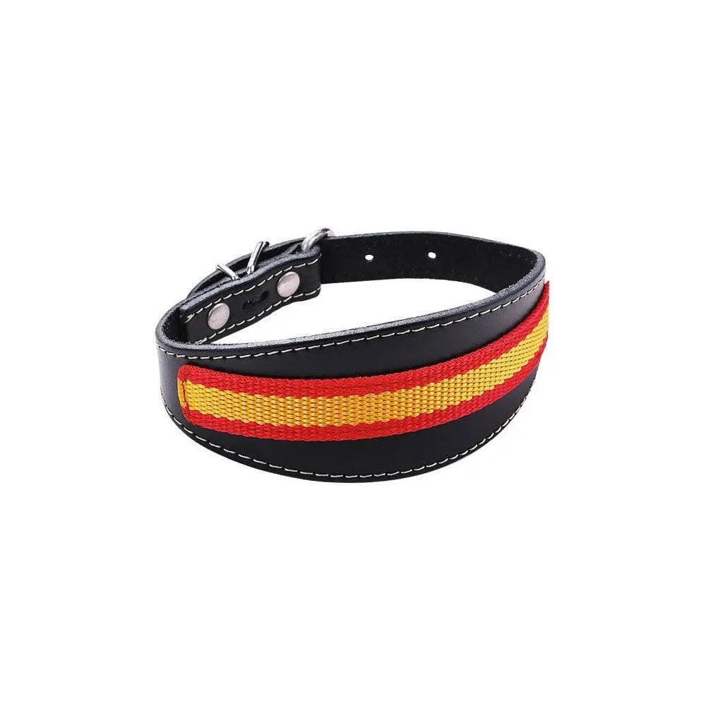 Comprar Collar de cuero para Galgo con forro y Bandera de España La Flamenca de Borgoña, Bandera de España, Cruz de Borgoña, Patricia Muñoz, VOX, Santiago Abascal 