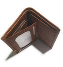 Comprar Copia de Cartera caballero piel serraje tricolor y sellado taurino La Flamenca de Borgoña, Bandera de España, Cruz de Borgoña, Patricia Muñoz, VOX, Santiago Abascal 