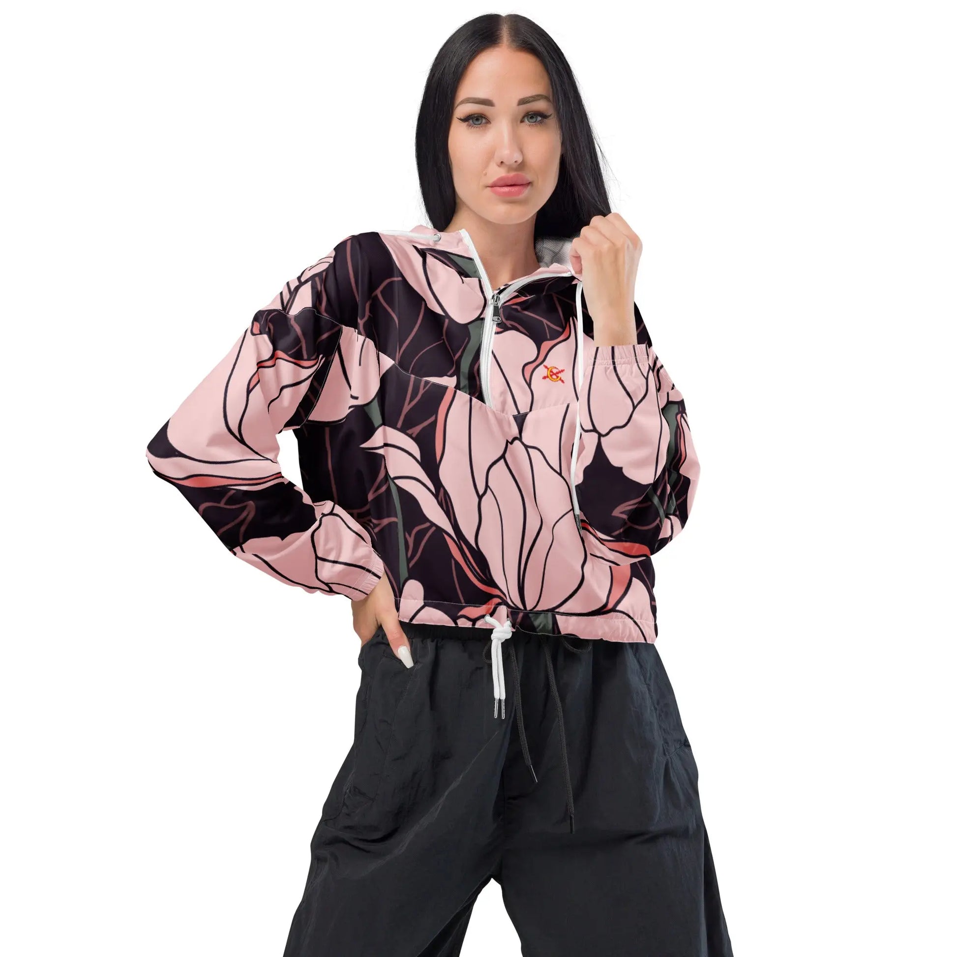 Comprar Cortavientos crop para mujer floreado Bandera España La Flamenca de Borgoña Patricia Muñoz VOX