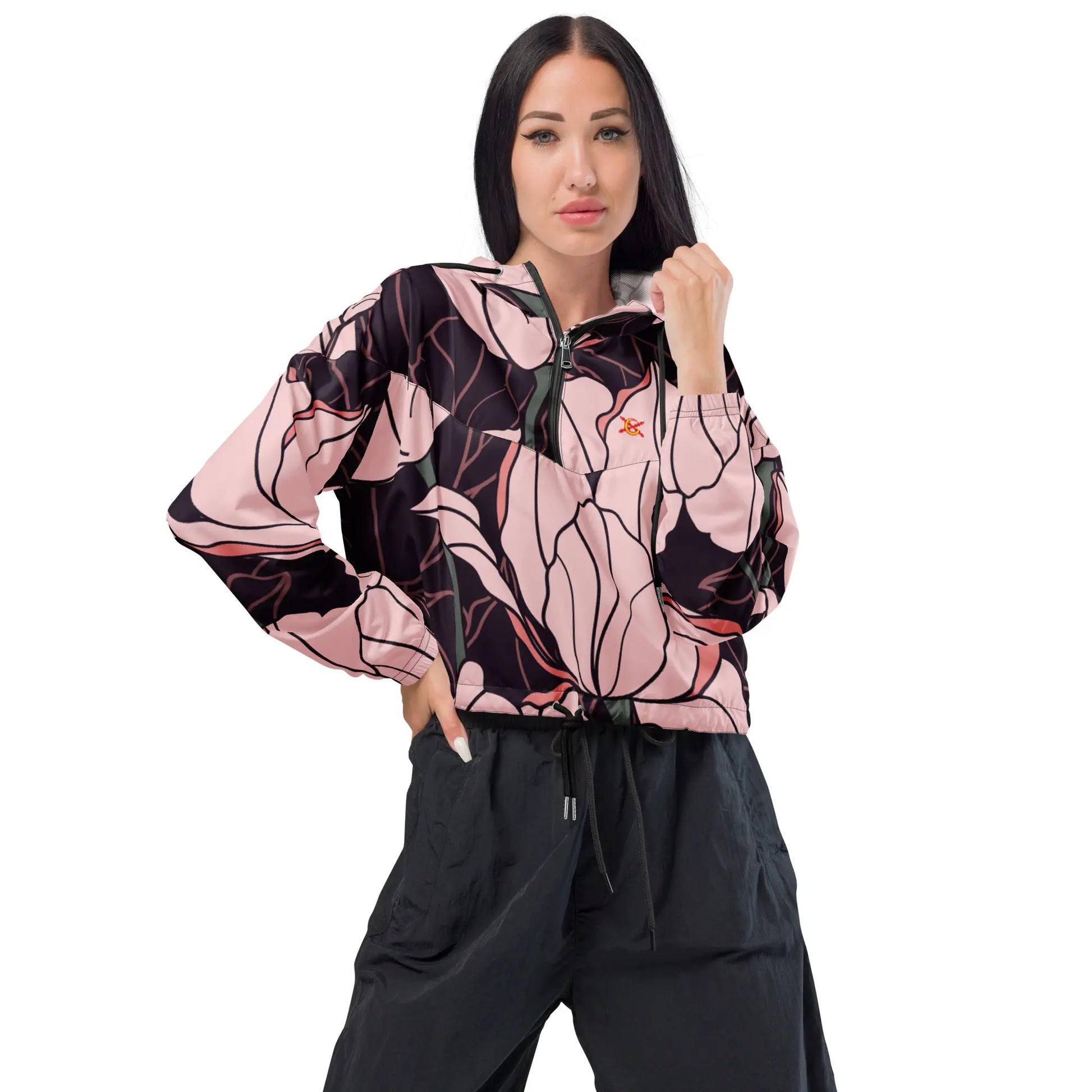 Comprar Cortavientos crop para mujer floreado Bandera España La Flamenca de Borgoña Patricia Muñoz VOX