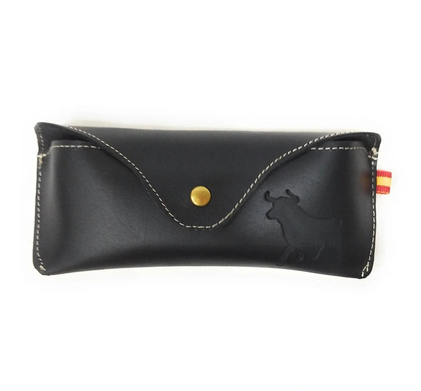 Comprar Funda de gafas de piel con toro y bandera de España Bandera España La Flamenca de Borgoña Patricia Muñoz VOX