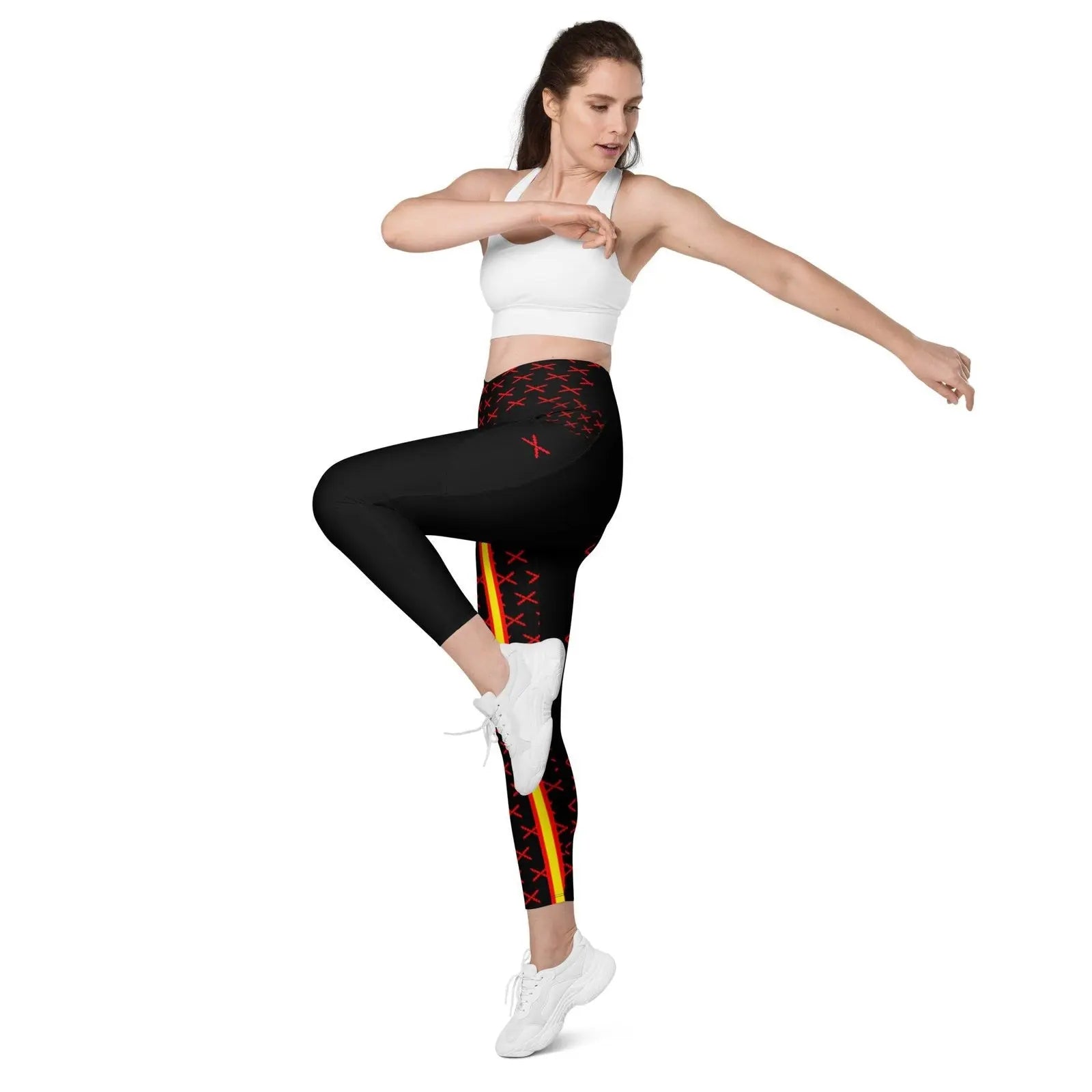 Comprar Leggins de cintura cruzada con bolsillos Cruz de Borgoña Bandera España La Flamenca de Borgoña Patricia Muñoz VOX