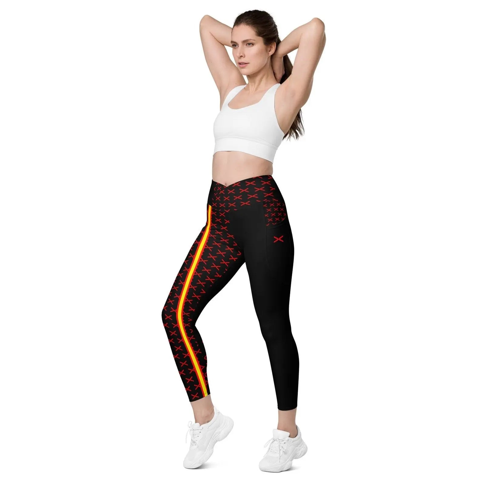 Comprar Leggins de cintura cruzada con bolsillos Cruz de Borgoña Bandera España La Flamenca de Borgoña Patricia Muñoz VOX