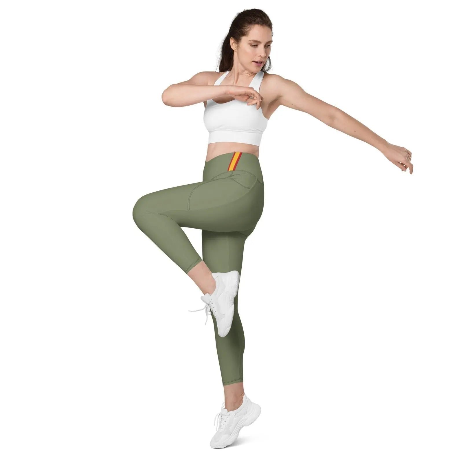 Comprar Leggins verde cintura cruzada con bolsillos Bandera de España Bandera España La Flamenca de Borgoña Patricia Muñoz VOX