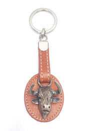 Comprar Llavero Toro sobre Piel marrón Bandera España La Flamenca de Borgoña Patricia Muñoz VOX