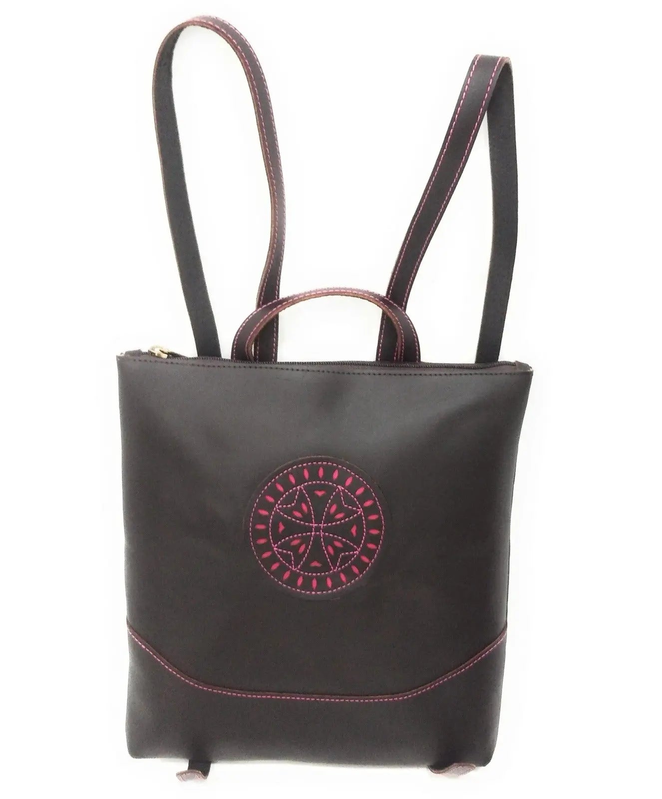 Comprar Mochila piel rosetón Bandera España La Flamenca de Borgoña Patricia Muñoz VOX