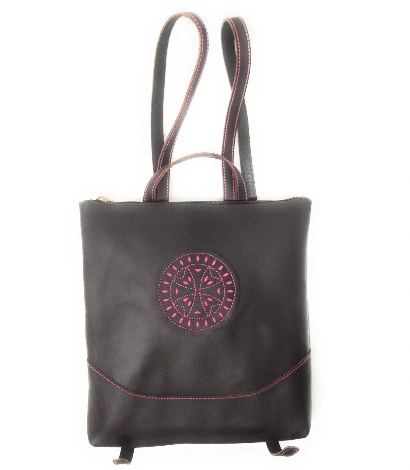 Comprar Mochila piel rosetón Bandera España La Flamenca de Borgoña Patricia Muñoz VOX