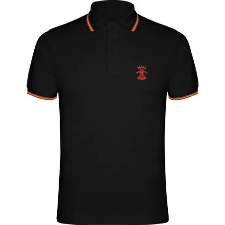 Comprar Polo Falange Bandera España negro hombre Bandera España La Flamenca de Borgoña Patricia Muñoz VOX