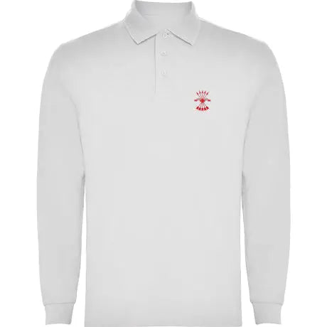 Comprar Polo Falange blanco manga larga hombre Bandera España La Flamenca de Borgoña Patricia Muñoz VOX