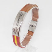 Comprar Pulsera Bandera España piel camel placa Bandera España La Flamenca de Borgoña Patricia Muñoz VOX