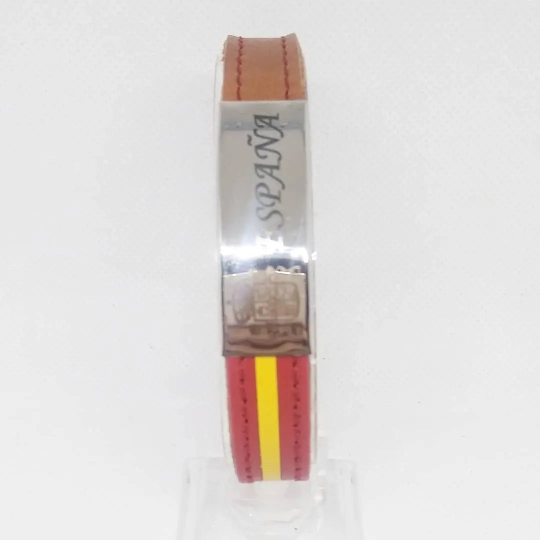Comprar Pulsera Bandera España piel camel placa Bandera España La Flamenca de Borgoña Patricia Muñoz VOX