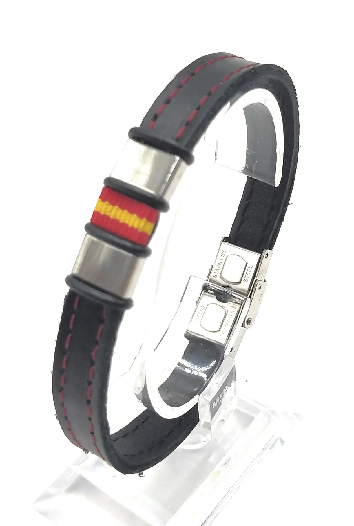 Comprar Pulsera Bandera España piel ribeteada Bandera España La Flamenca de Borgoña Patricia Muñoz VOX