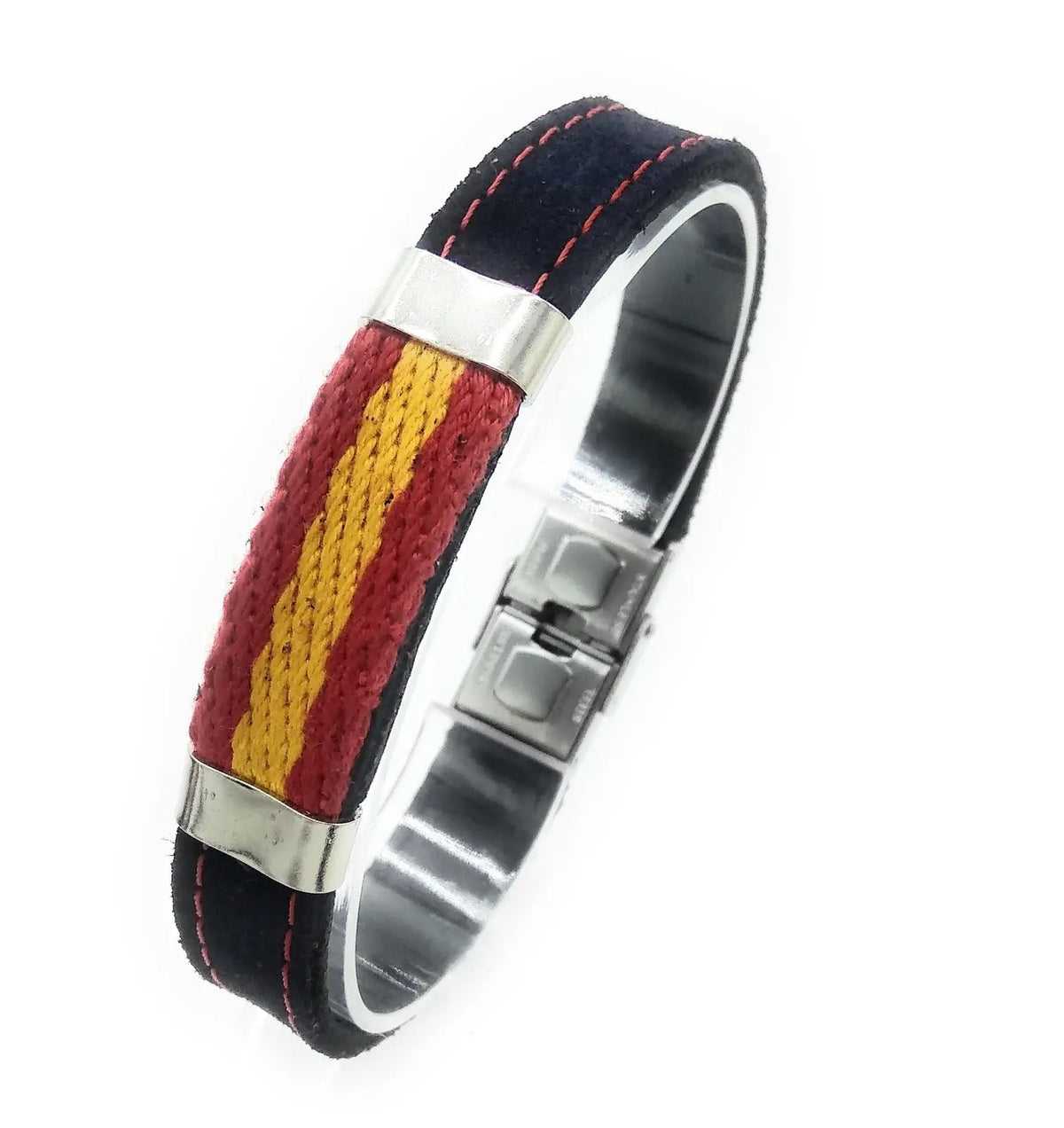 Comprar Pulsera Bandera España serraje azul La Flamenca de Borgoña, Bandera de España, Cruz de Borgoña, Patricia Muñoz, VOX, Santiago Abascal 