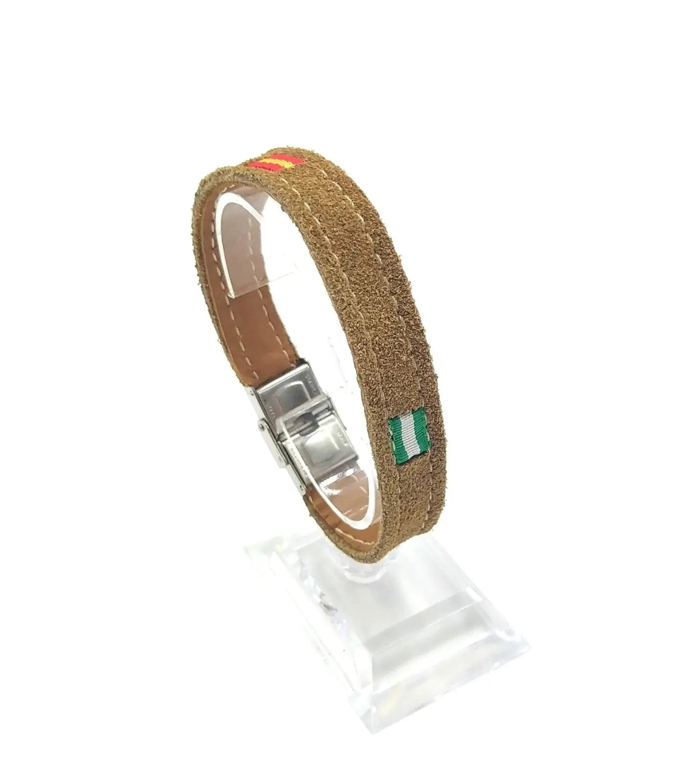 Comprar Pulsera Serraje camel bandera España y Andalucí­a Bandera España La Flamenca de Borgoña Patricia Muñoz VOX