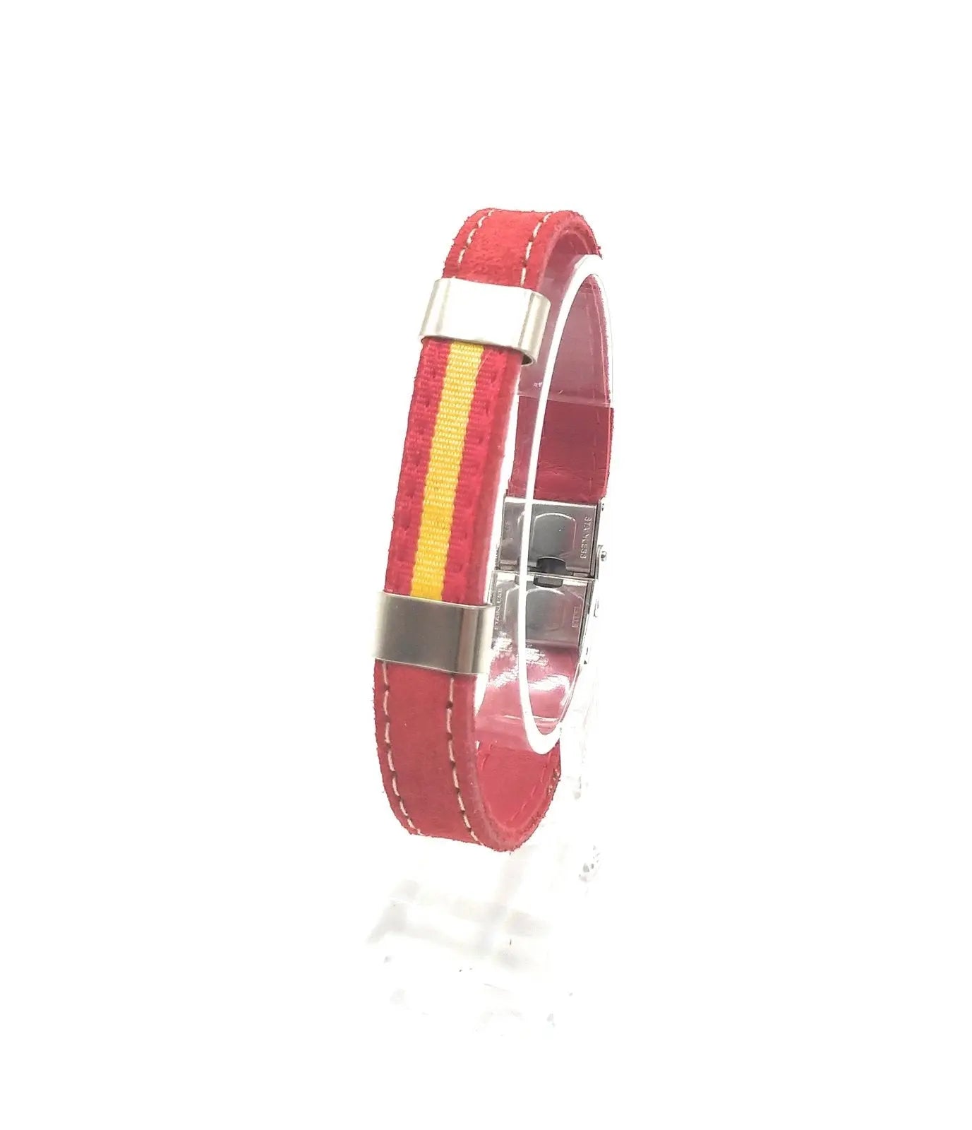 Comprar Pulsera de España piel serraje rojo Bandera España La Flamenca de Borgoña Patricia Muñoz VOX