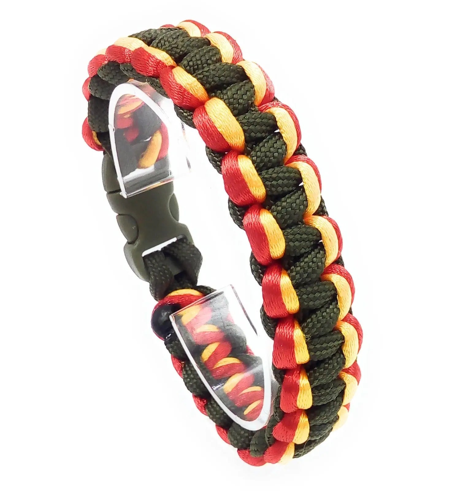 Comprar Pulsera paracord bandera España con verde Ejército Bandera España La Flamenca de Borgoña Patricia Muñoz VOX