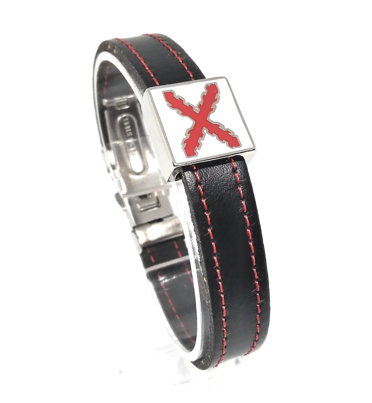 Comprar Pulsera piel Cruz de Borgoña camel La Flamenca de Borgoña, Bandera de España, Cruz de Borgoña, Patricia Muñoz, VOX, Santiago Abascal 