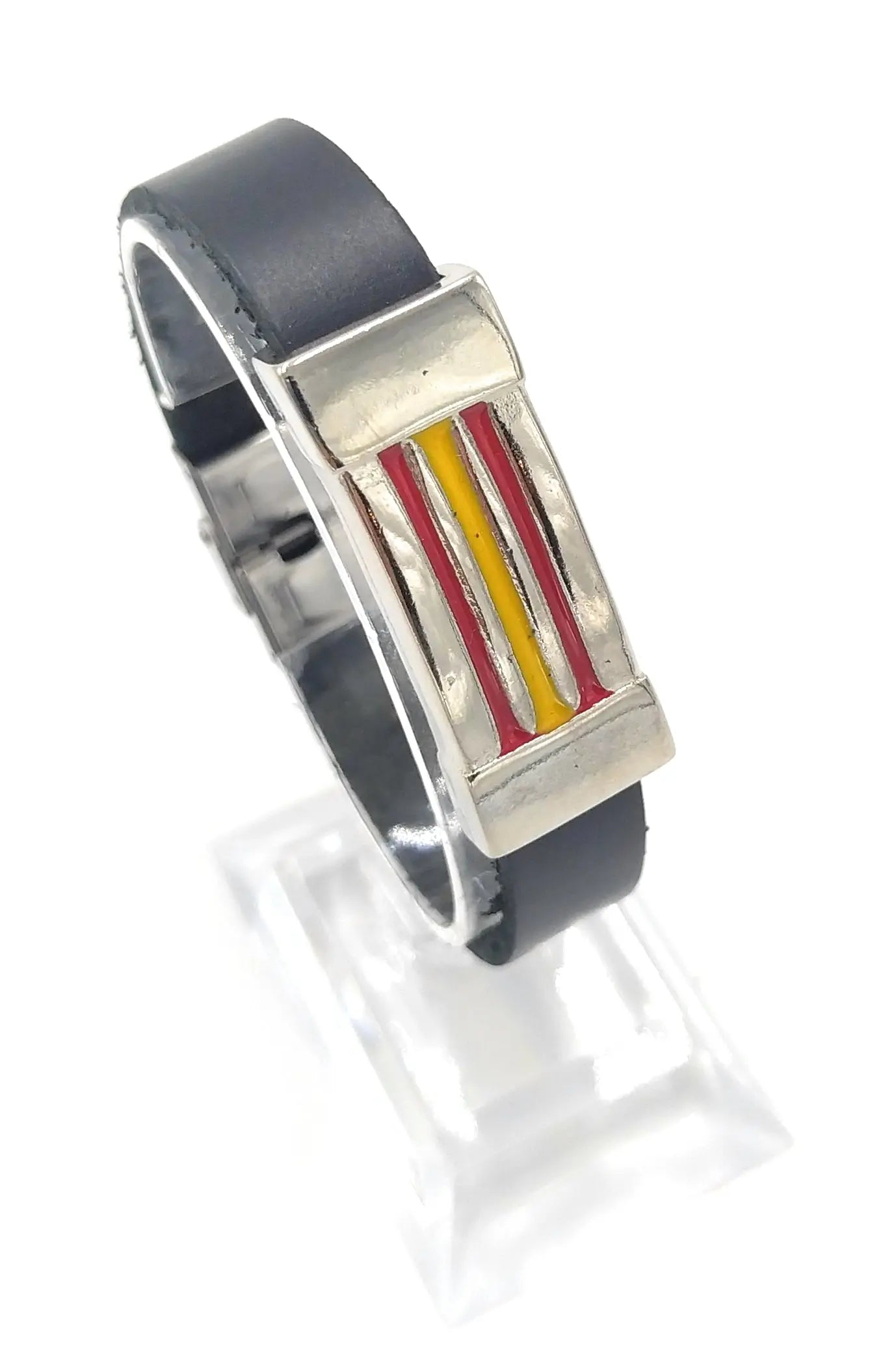 Comprar Pulsera piel Esmaltado central bandera España con pespunte Bandera España La Flamenca de Borgoña Patricia Muñoz VOX