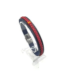 Comprar Pulsera piel con trenza Bandera España La Flamenca de Borgoña Patricia Muñoz VOX
