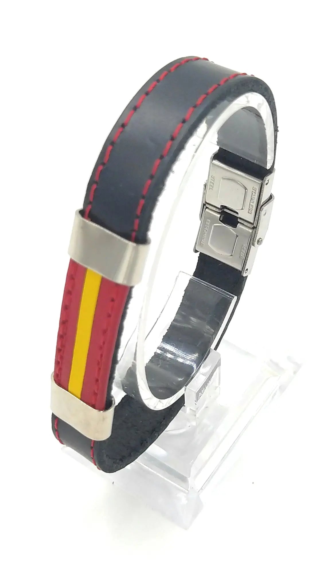 Pulsera piel marino con bandera piel La Flamenca de Borgoña Patricia Muñoz VOX