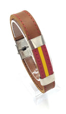 Comprar Pulsera piel marrón con bandera de España Bandera España La Flamenca de Borgoña Patricia Muñoz VOX