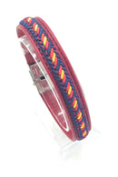 Comprar Pulsera piel trenza espiga bandera Bandera España La Flamenca de Borgoña Patricia Muñoz VOX