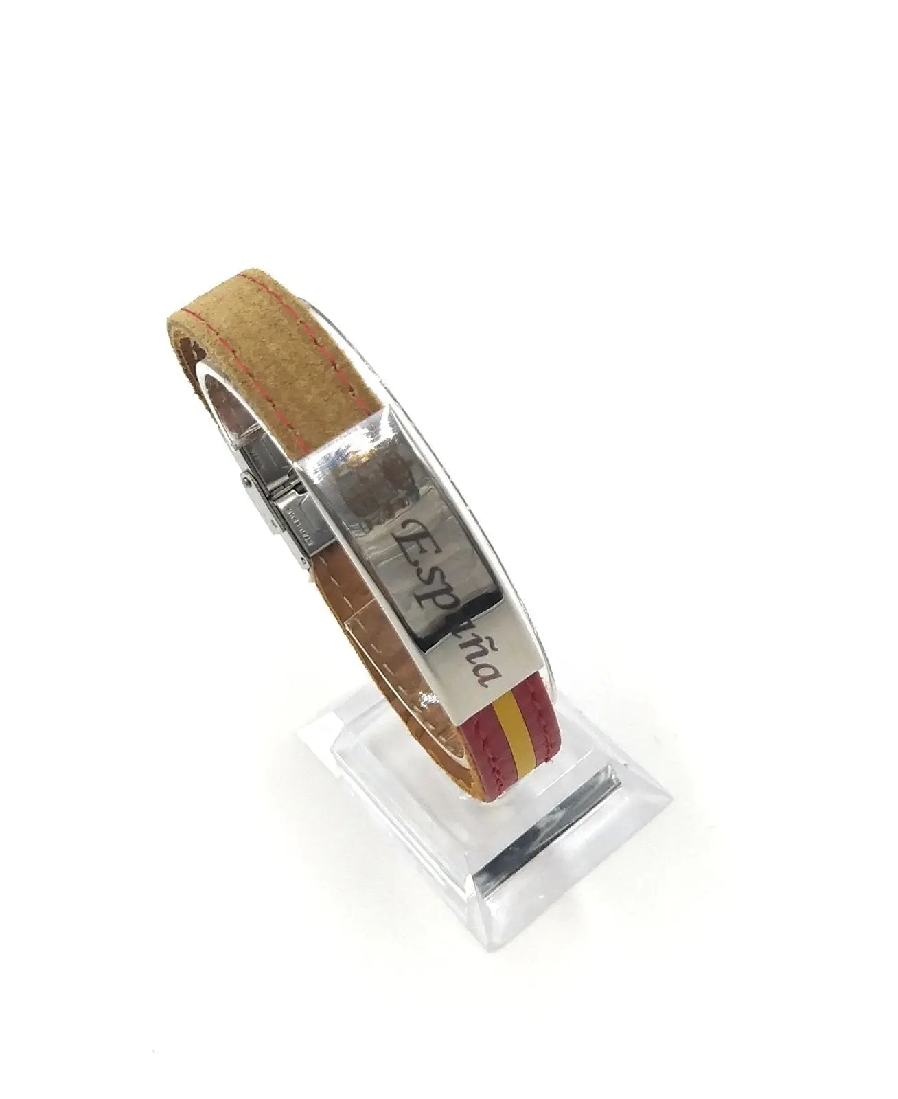 Comprar Pulsera Escudo España serraje camel Bandera España La Flamenca de Borgoña Patricia Muñoz VOX