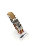 Comprar Pulsera serraje camel grabado Escudo nacional y "España" Bandera España La Flamenca de Borgoña Patricia Muñoz VOX