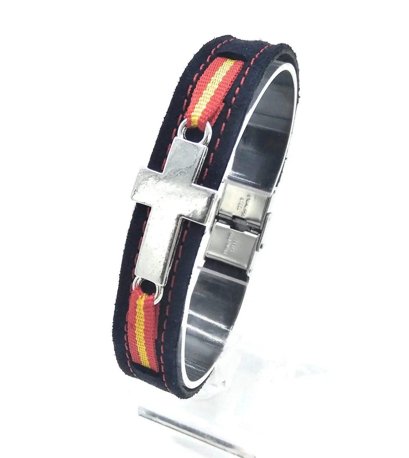 Comprar Pulsera serraje cruz bandera España Bandera España La Flamenca de Borgoña Patricia Muñoz VOX