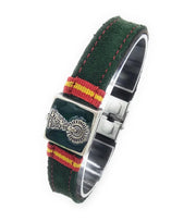 Comprar Pulsera Virgen del Pilar serraje verde Bandera España La Flamenca de Borgoña Patricia Muñoz VOX