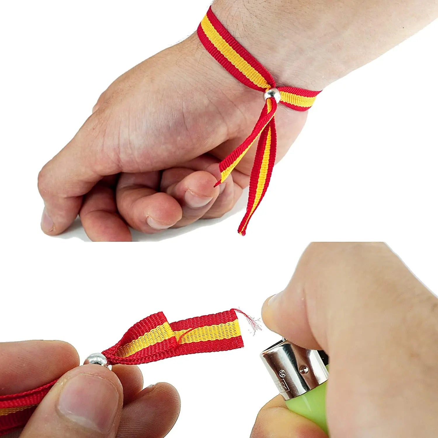 Comprar Pulsera tela Bandera España con lazo y bola Bandera España La Flamenca de Borgoña Patricia Muñoz VOX