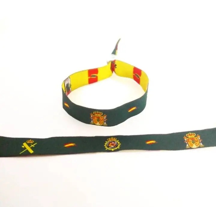 Comprar Pulsera tela VERDE Escudo Nacional, Policía Nacional y Guardia Civil Bandera España La Flamenca de Borgoña Patricia Muñoz VOX