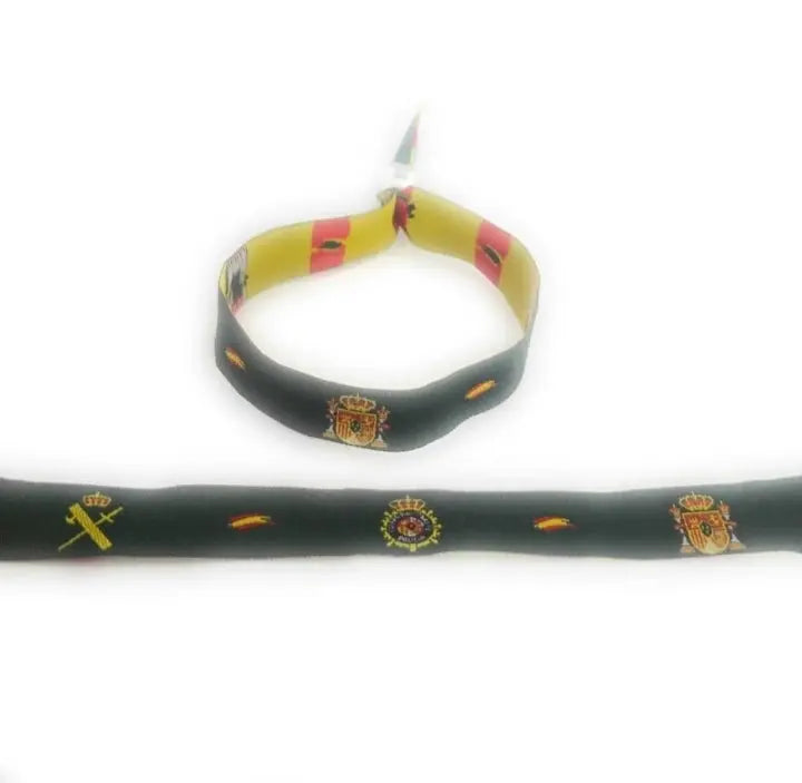 Comprar Pulsera tela VERDE Escudo Nacional, Policía Nacional y Guardia Civil Bandera España La Flamenca de Borgoña Patricia Muñoz VOX