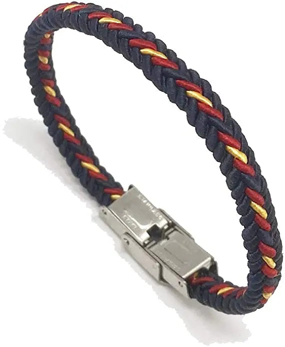 Comprar Pulsera Bandera España trenzada azul fina cierre metálico Bandera España La Flamenca de Borgoña Patricia Muñoz VOX