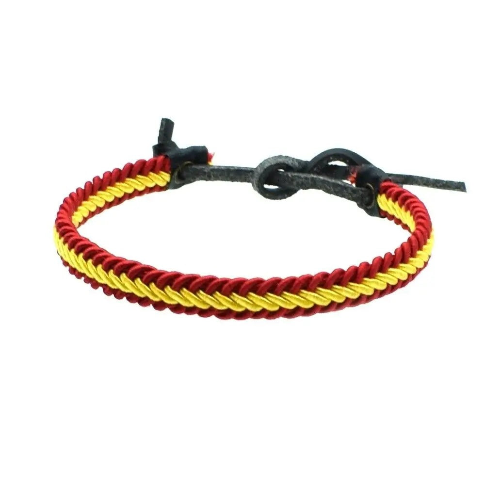 Comprar Pulsera trenzada bandera España nudo cuero Bandera España La Flamenca de Borgoña Patricia Muñoz VOX