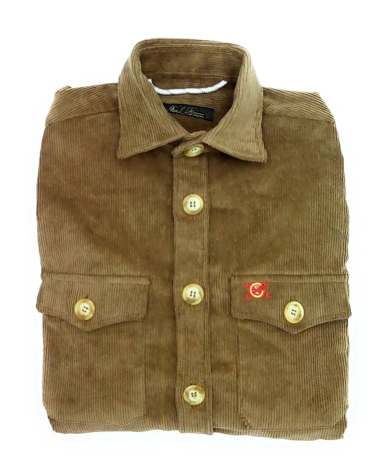 Comprar Sobrecamisa Bandera España hombre Pana marrón - OFERTA Bandera España La Flamenca de Borgoña Patricia Muñoz VOX