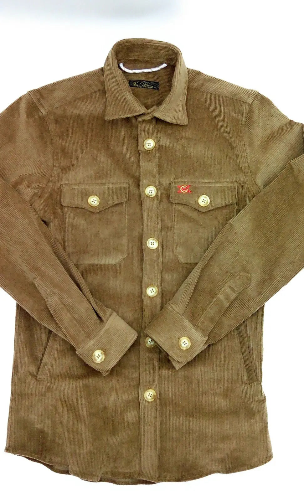 Comprar Sobrecamisa Bandera España hombre Pana marrón - OFERTA Bandera España La Flamenca de Borgoña Patricia Muñoz VOX