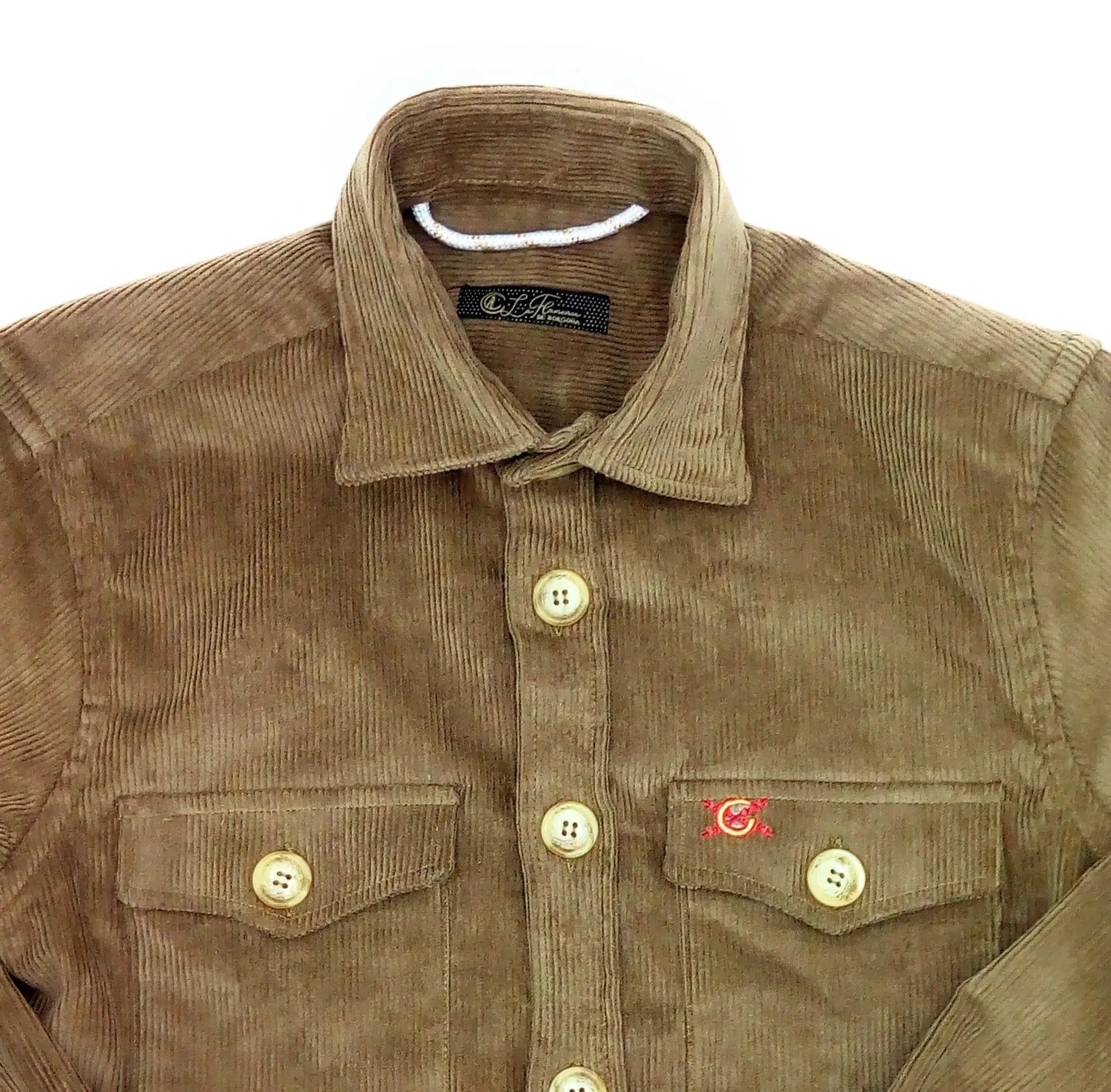 Comprar Sobrecamisa Bandera España hombre Pana marrón - OFERTA Bandera España La Flamenca de Borgoña Patricia Muñoz VOX