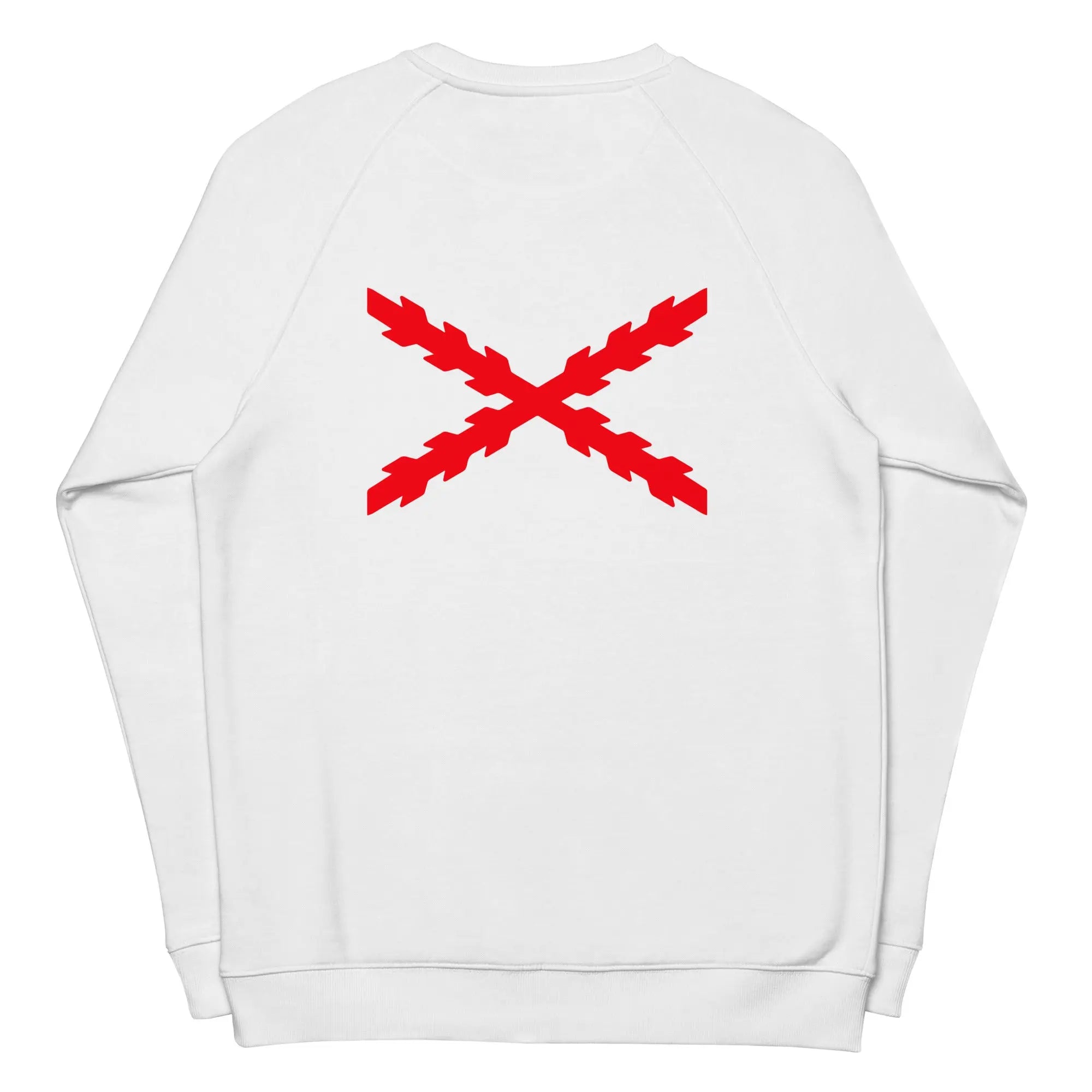 Comprar Sudadera Cruz de Borgoña orgánica raglán unisex Bandera España La Flamenca de Borgoña Patricia Muñoz VOX