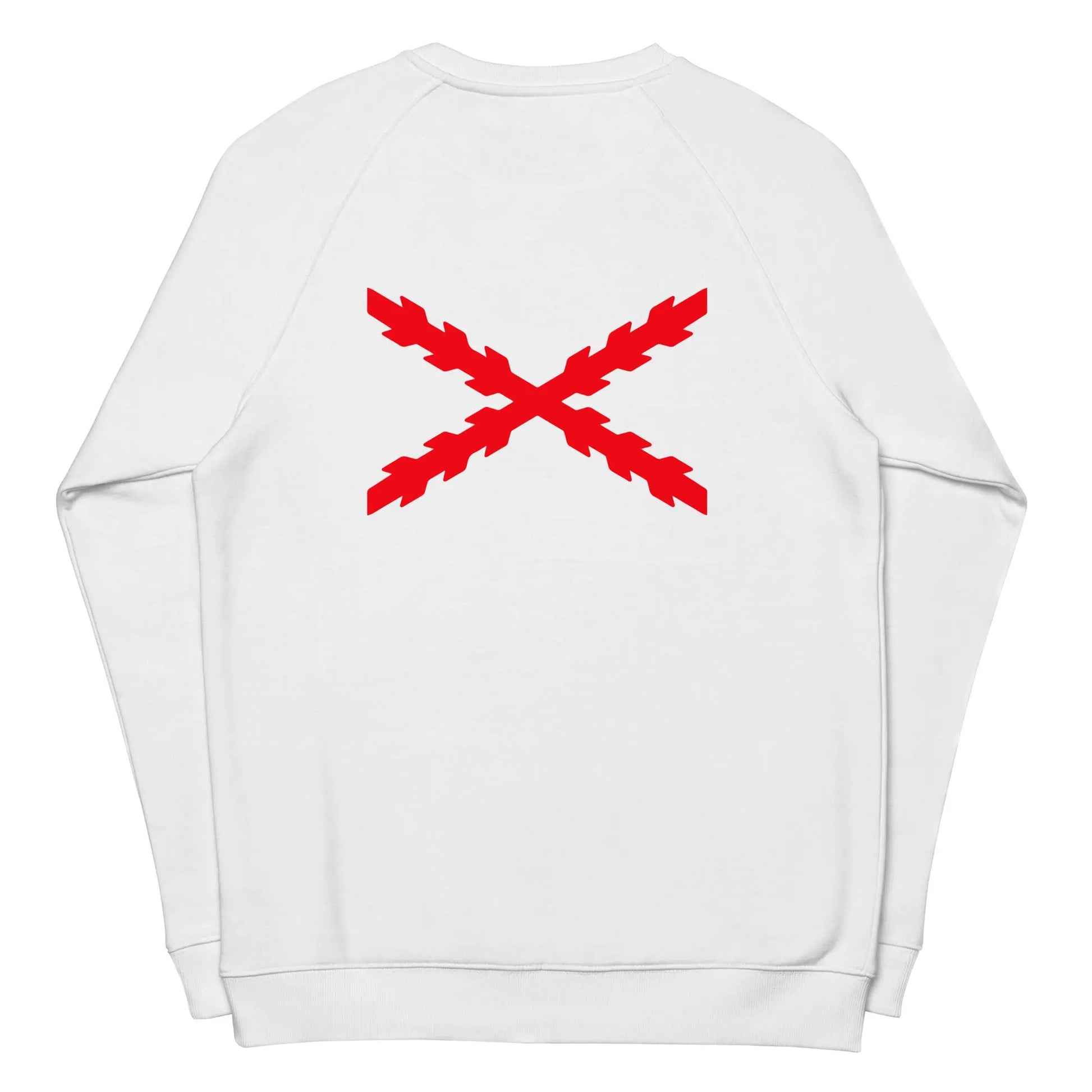 Comprar Sudadera Cruz de Borgoña orgánica raglán unisex Bandera España La Flamenca de Borgoña Patricia Muñoz VOX