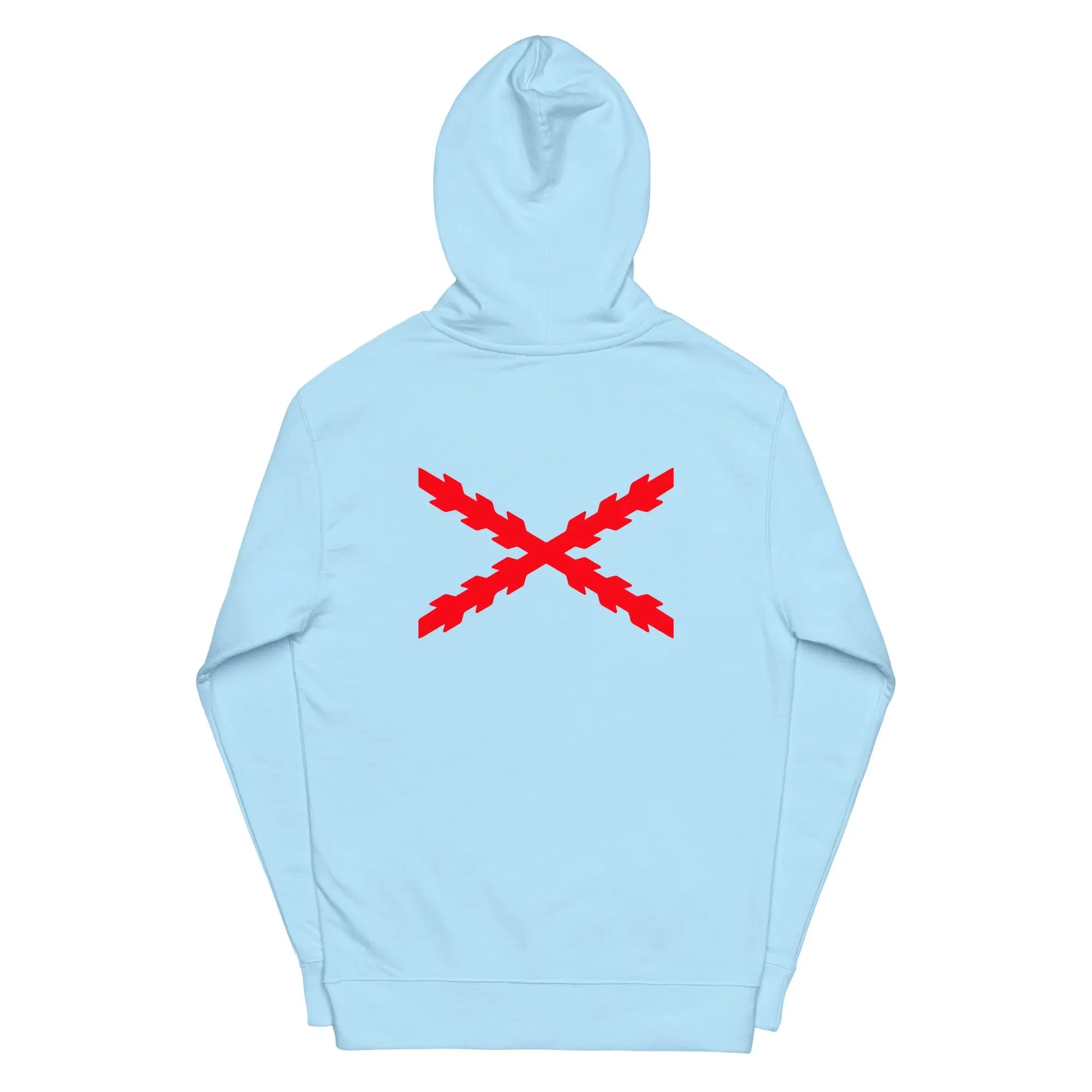 Comprar Sudadera Cruz de San Andrés capucha unisex Bandera España La Flamenca de Borgoña Patricia Muñoz VOX