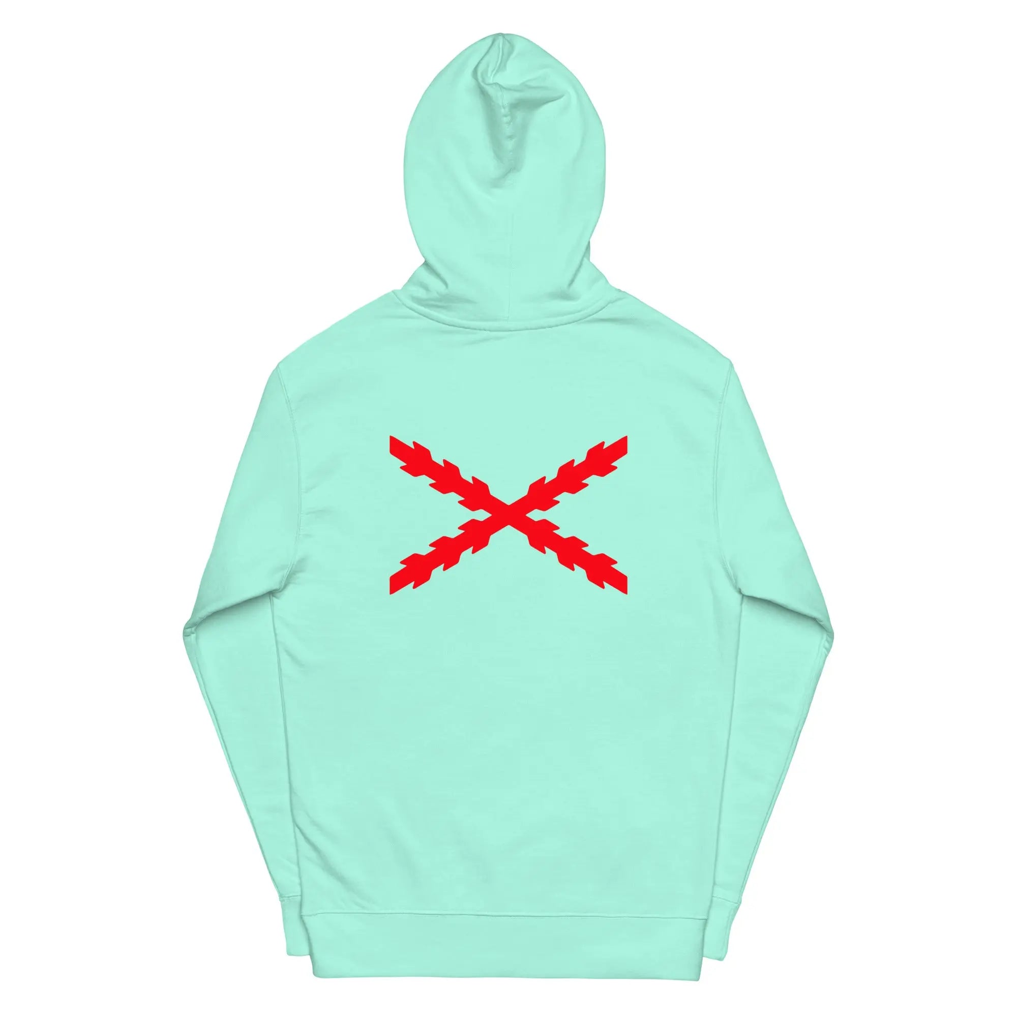 Comprar Sudadera Cruz de San Andrés capucha unisex Bandera España La Flamenca de Borgoña Patricia Muñoz VOX