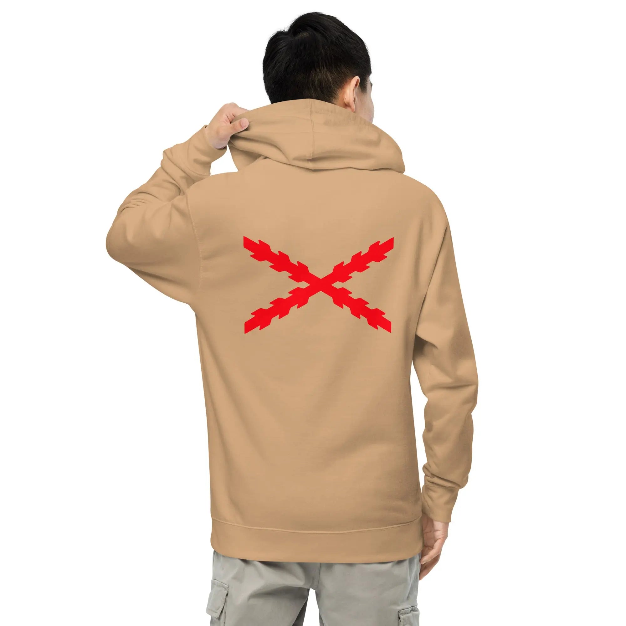 Comprar Sudadera Cruz de San Andrés capucha unisex Bandera España La Flamenca de Borgoña Patricia Muñoz VOX