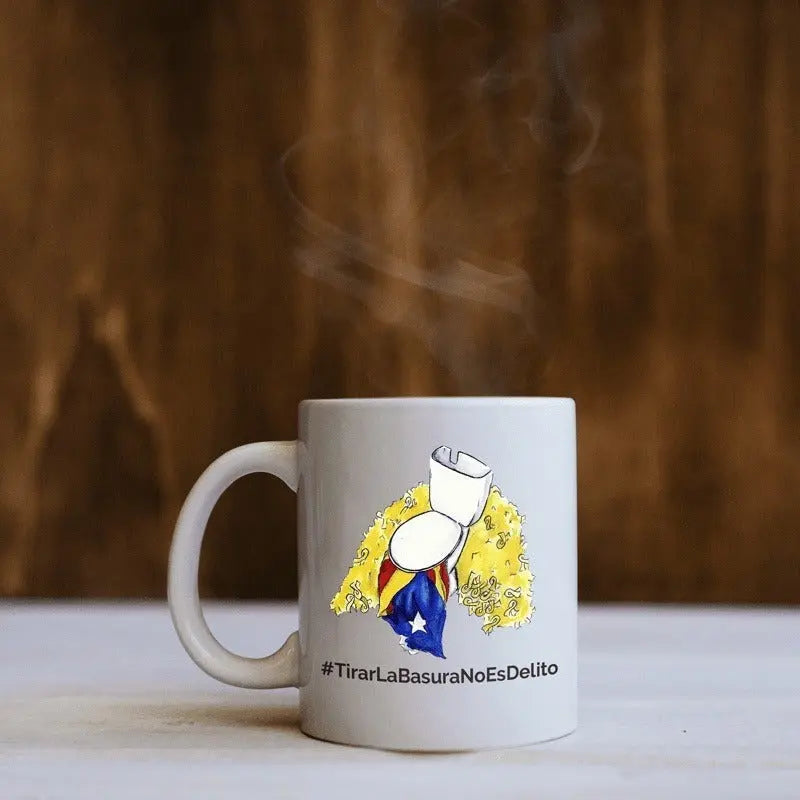 Comprar Taza "Tirar la Basura al Váter no es Delito" Bandera España La Flamenca de Borgoña Patricia Muñoz VOX