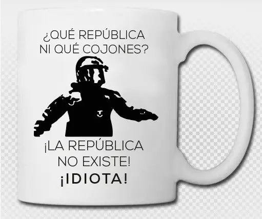 Comprar Taza Mosso "La república no existe, idiota" UMC Bandera España La Flamenca de Borgoña Patricia Muñoz VOX