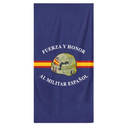 Comprar Toalla de Playa Fuerza y Honor al militar español Bandera España La Flamenca de Borgoña Patricia Muñoz VOX