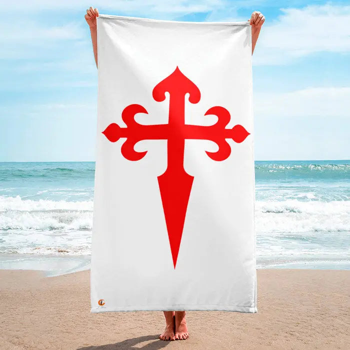 Comprar Toalla de Playa cruz de Santiago Bandera España La Flamenca de Borgoña Patricia Muñoz VOX